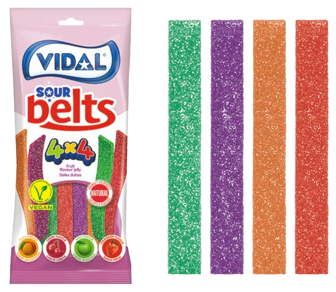 [1091807] 1091807-Sour Belts 4 Colori x 4 Gusti-(90g/Bustina)(14Bustine/Box)