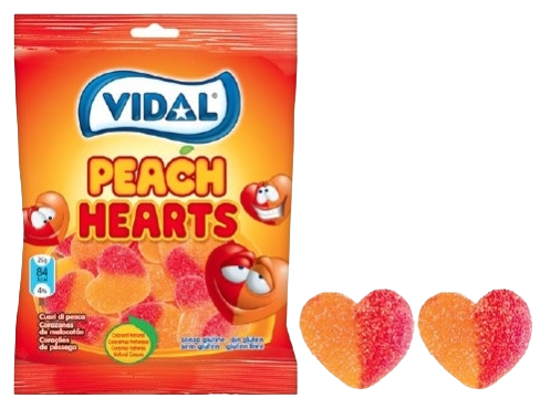 [1004378] 1004378-Cuori Pesca Zuccherati-(90g/Bustina)(14Bustine/Box)